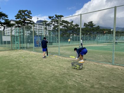 深津中学校「トライやる・ウィーク」(芦屋公園テニスコートのキーパー体験)